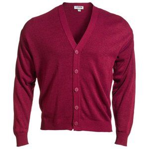Edwards 4X Big Men Jersey Knit Acrylic Cardigan Burgundy Long Sleeve Buttons 4XL